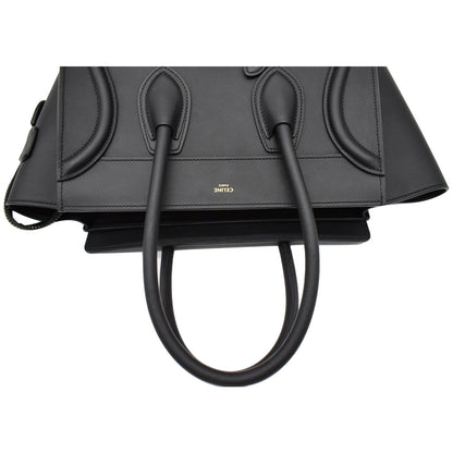 CELINE Mini Luggage Leather Tote Bag Black