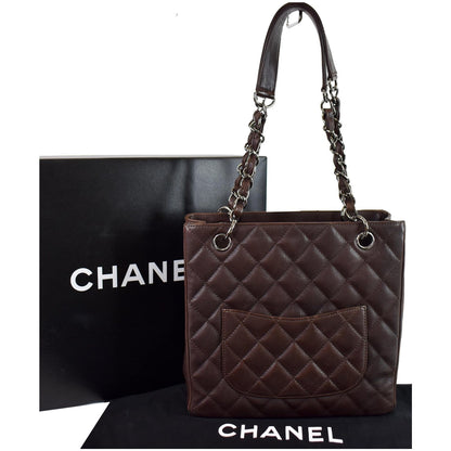 CHANEL PST Caviar Leather Petit Shopping Tote Bag Brown