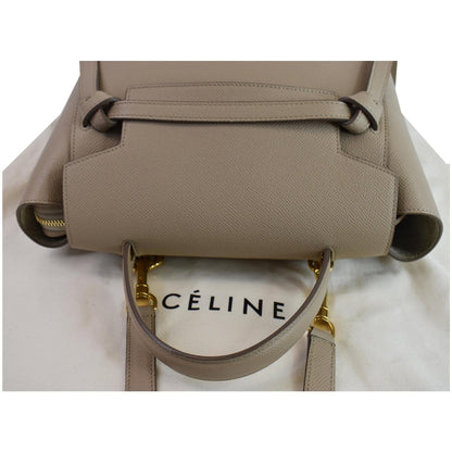 CELINE Micro Belt Grained Calfskin 2Way Shoulder Bag Taupe