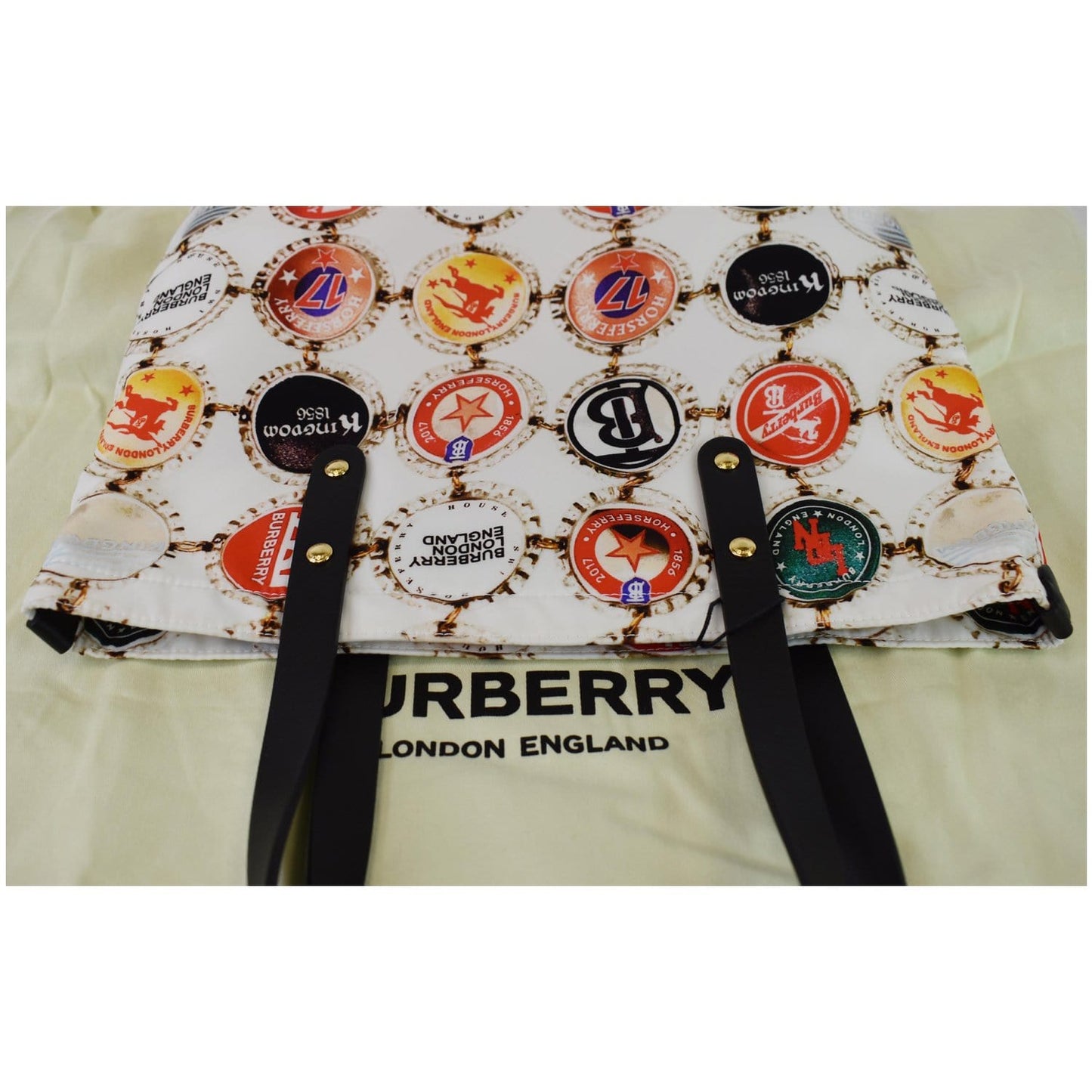 BURBERRY Flat Printed Large Nylon Tote Bag White Multi - 20% OFF