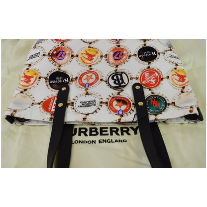 BURBERRY Flat Printed Large Nylon Tote Bag White Multi - 20% OFF