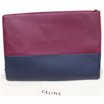 Celine Bi-Color Leather Clutch Pouch Burgundy/Black - Final Sale