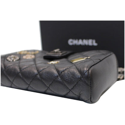 CHANEL Reissue Lucky Charm Quilted Leather Chain Crossbody Clutch Bag Black