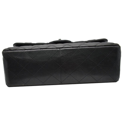CHANEL Jumbo Double Flap Lambskin Leather Shoulder Bag Black