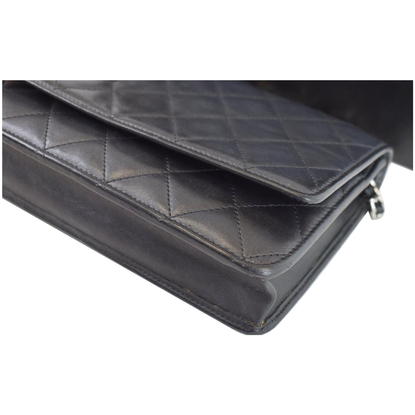 CHANEL Cambon Ligne Quilted Leather WOC Clutch Bag Black