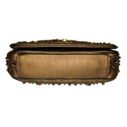 CHANEL Classic Flap Chic Knot Lambskin Leather Shoulder Bag Bronze