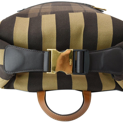 FENDI Tartan Forever Tech Knit Canvas Backpack Brown