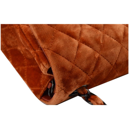 CHANEL Small Flap Quilted Velvet Crossbody Bag Coral - 25% OFF
