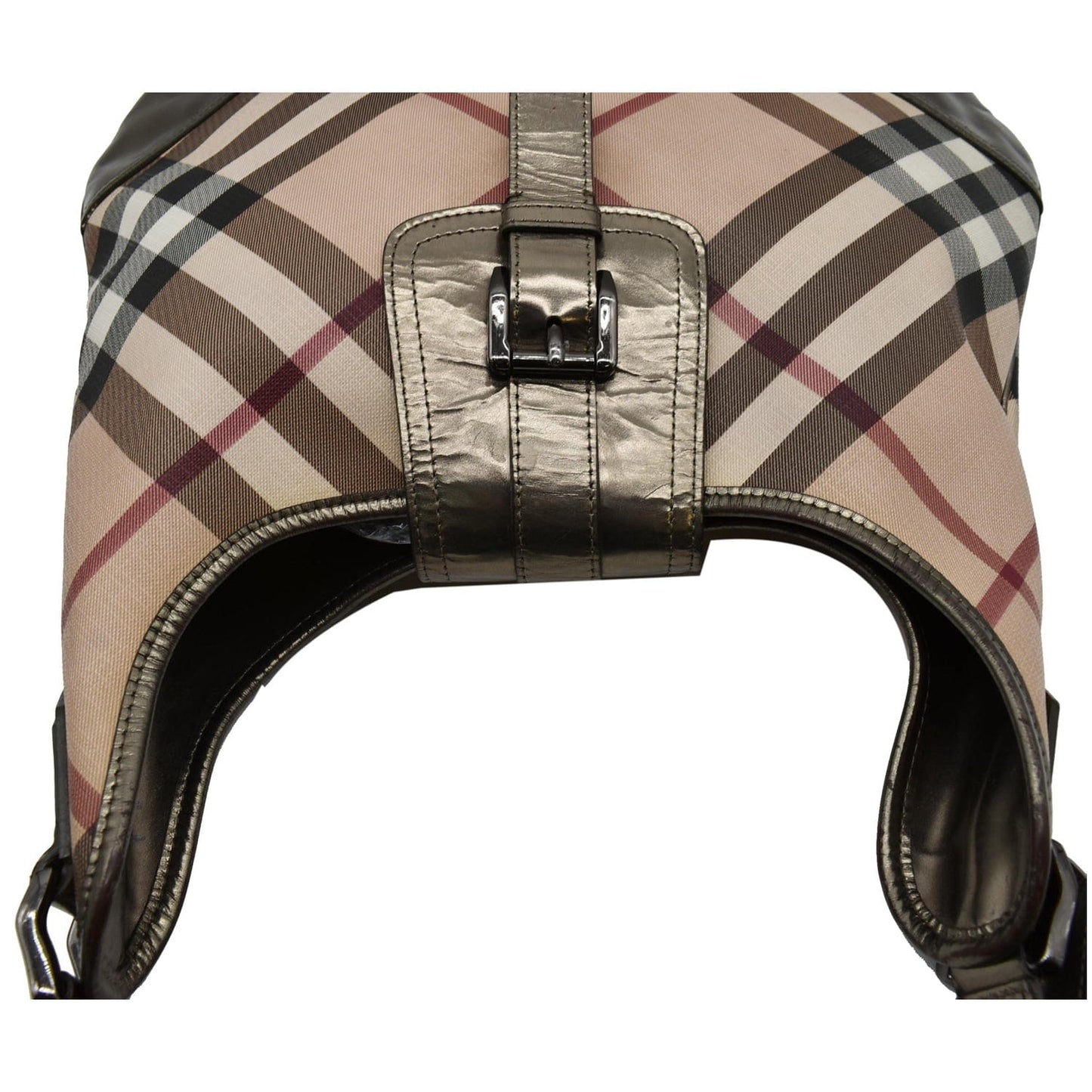 BURBERRY Brooke Check Canvas Hobo Bag Beige