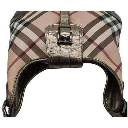 BURBERRY Brooke Check Canvas Hobo Bag Beige