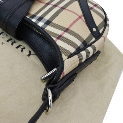 BURBERRY Buckle Small House Check Hobo Shoulder Bag Black