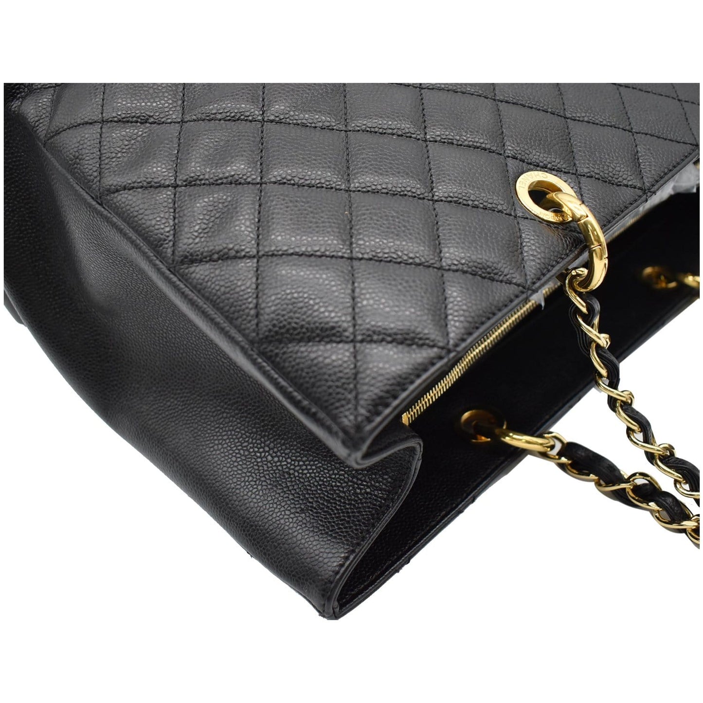 CHANEL XL Grand Quilted Caviar Leather Shopping Tote Bag Black