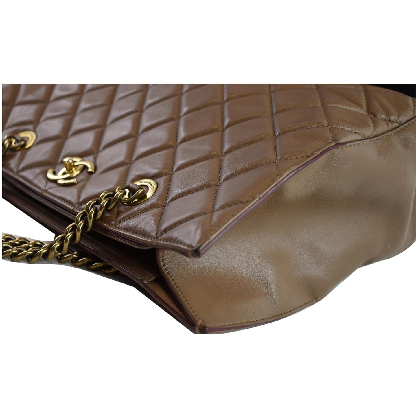CHANEL Quilted Leather Perfect Edge Shopper Tote Brown