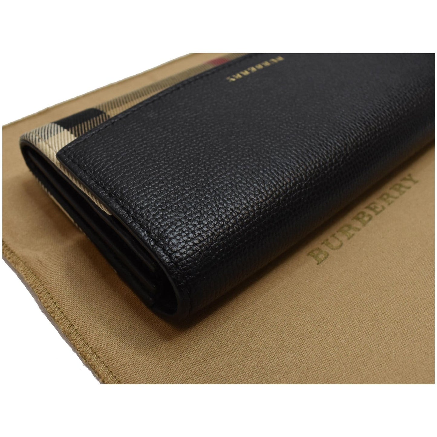 BURBERRY Porter Continental House Check Leather Wallet Black