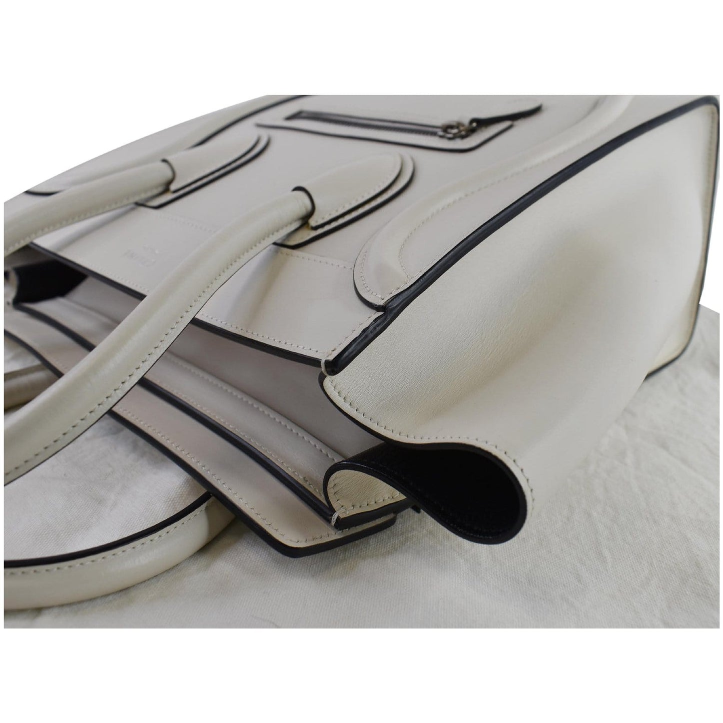 CELINE Mini Luggage Smooth Leather Tote Bag White