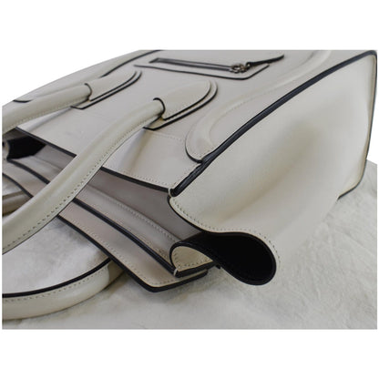 CELINE Mini Luggage Smooth Leather Tote Bag White