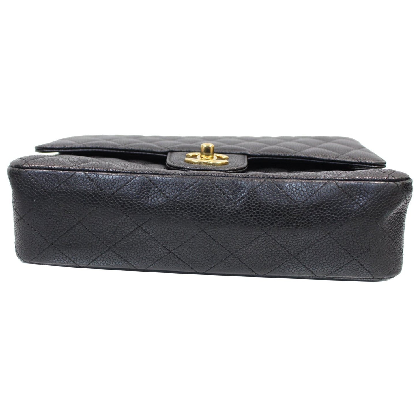 CHANEL Classic Medium Flap Caviar Leather Shoulder Bag Black