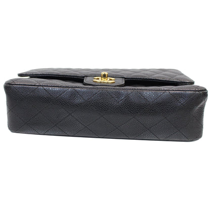 CHANEL Classic Medium Flap Caviar Leather Shoulder Bag Black