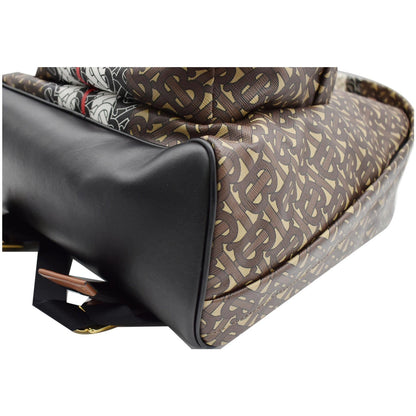 BURBERRY Bridle Stripe Monogram Print E-canvas Backpack Brown