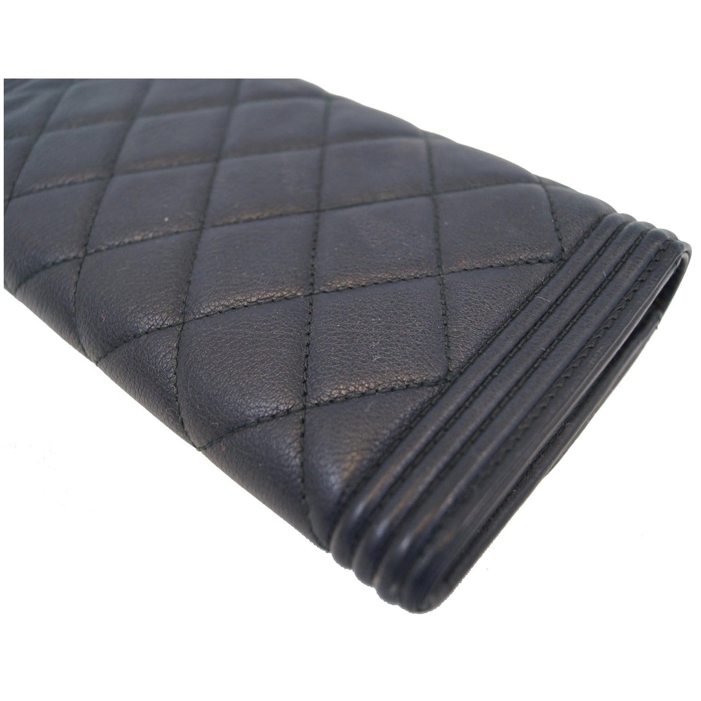 CHANEL Boy Large Flap Lambskin Leather Wallet Black - 15% OFF