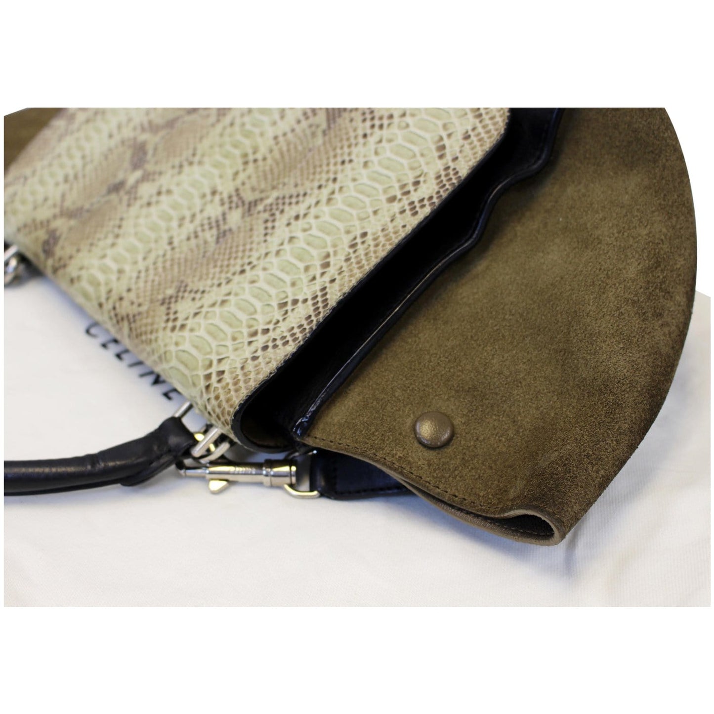 Celine Python and Black Leather Small Trapeze Bag