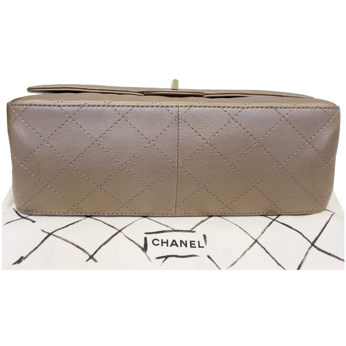 CHANEL Reissue Mademoiselle Lock Calfskin Leather Shoulder Bag Beige