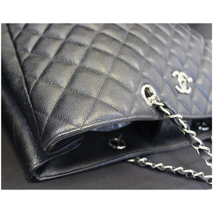 CHANEL Large Classic Caviar Leather Tote Shoulder Bag Black