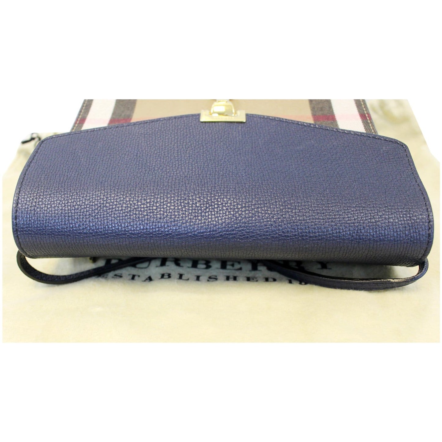 Burberry Small Vintage Check/Leather Crossbody Bag Dark Blue