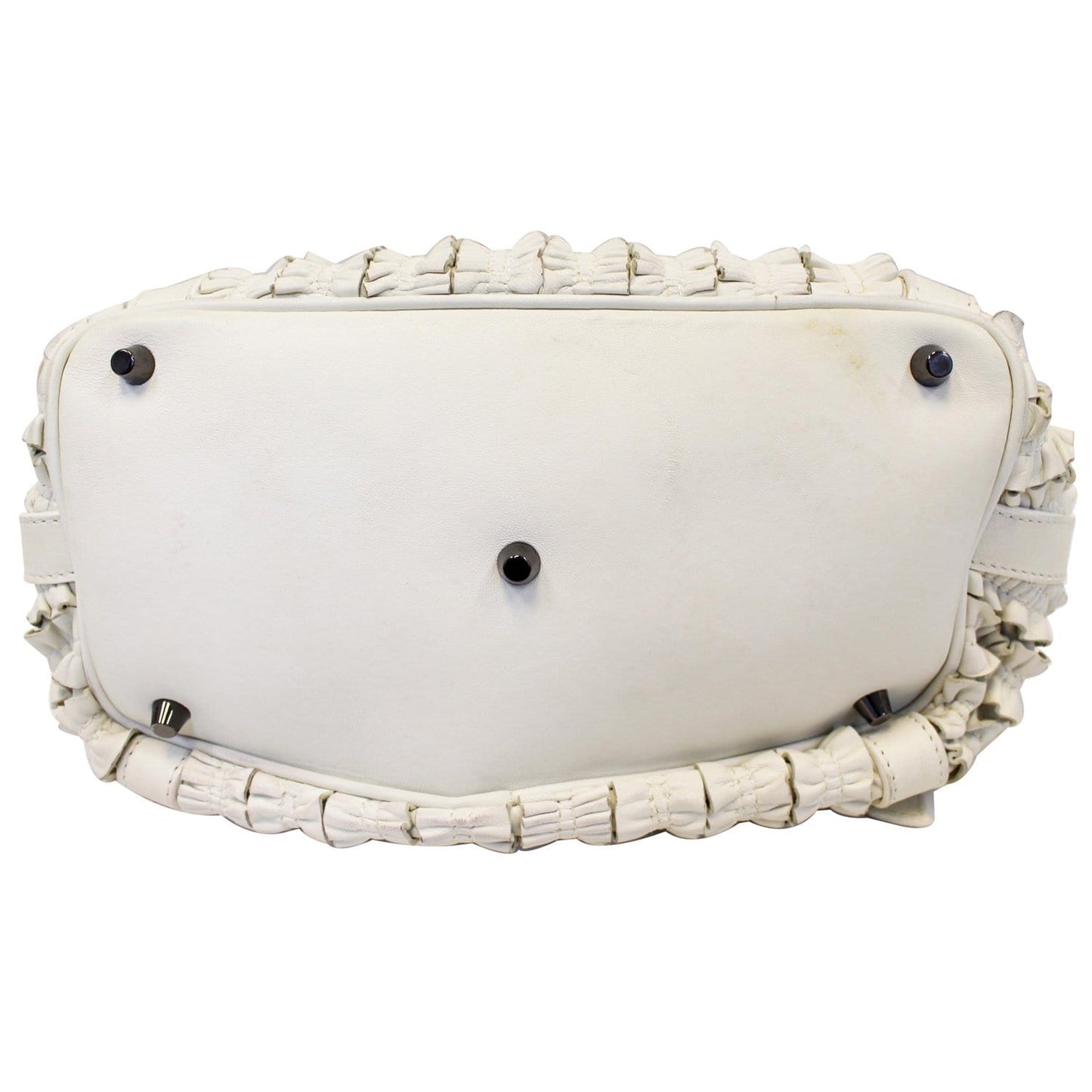 BURBERRY Ruffle Small Lowry White Leather Shoulder Bag - Last Call