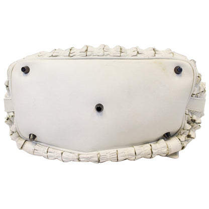 BURBERRY Ruffle Small Lowry White Leather Shoulder Bag - Last Call