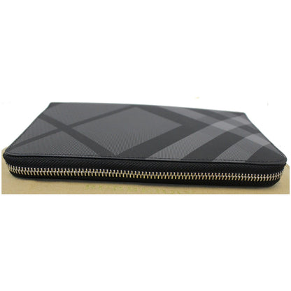 BURBERRY London Check Ziparound Wallet Grey Black