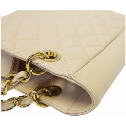 CHANEL PST Caviar Leather Petit Shopping Tote Bag Beige
