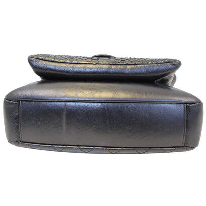 CHANEL Urban Mix Flap Calfskin Python Shoulder Bag Black