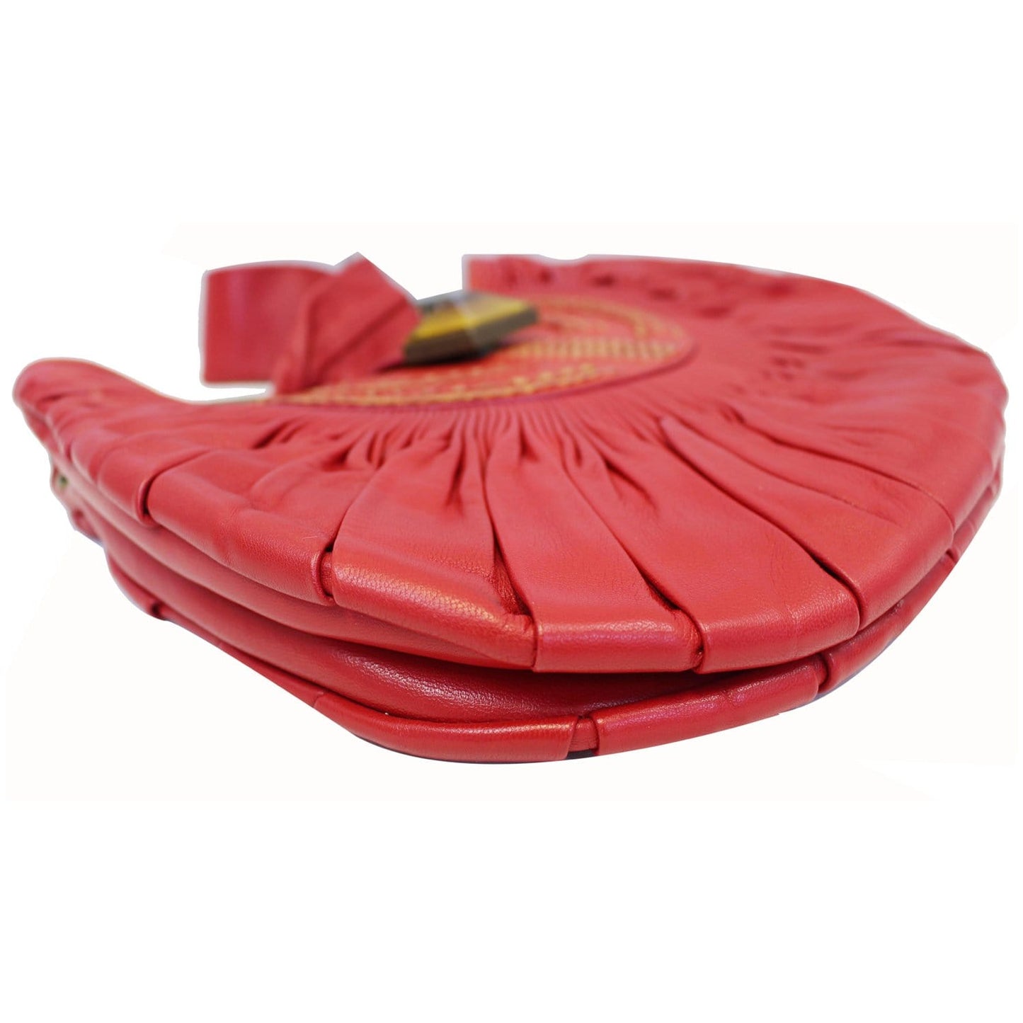 CHRISTIAN DIOR Plisse Pleated Leather Hobo Bag Red - 20% OFF