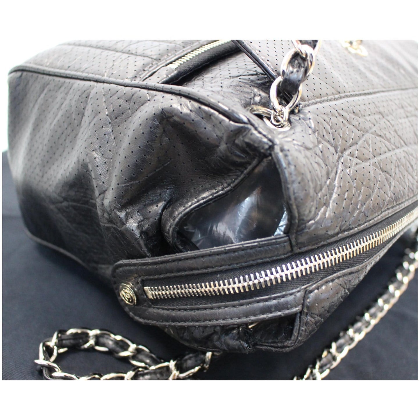 CHANEL Calfskin Perforated 50's Bowler Bag Black