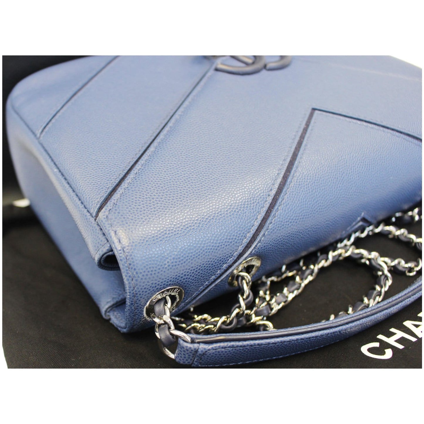 CHANEL CC Chevron Flap Shoulder Crossbody Bag Blue