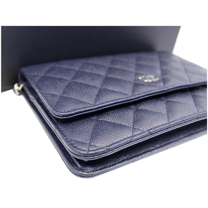 CHANEL Wallet On Chain WOC Clutch Crossbody Bag Navy