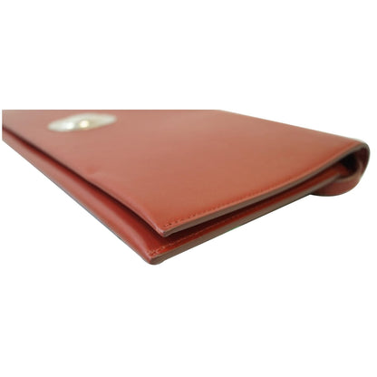 CELINE Oval Flap Leather Strap Clutch Shoulder Bag Red