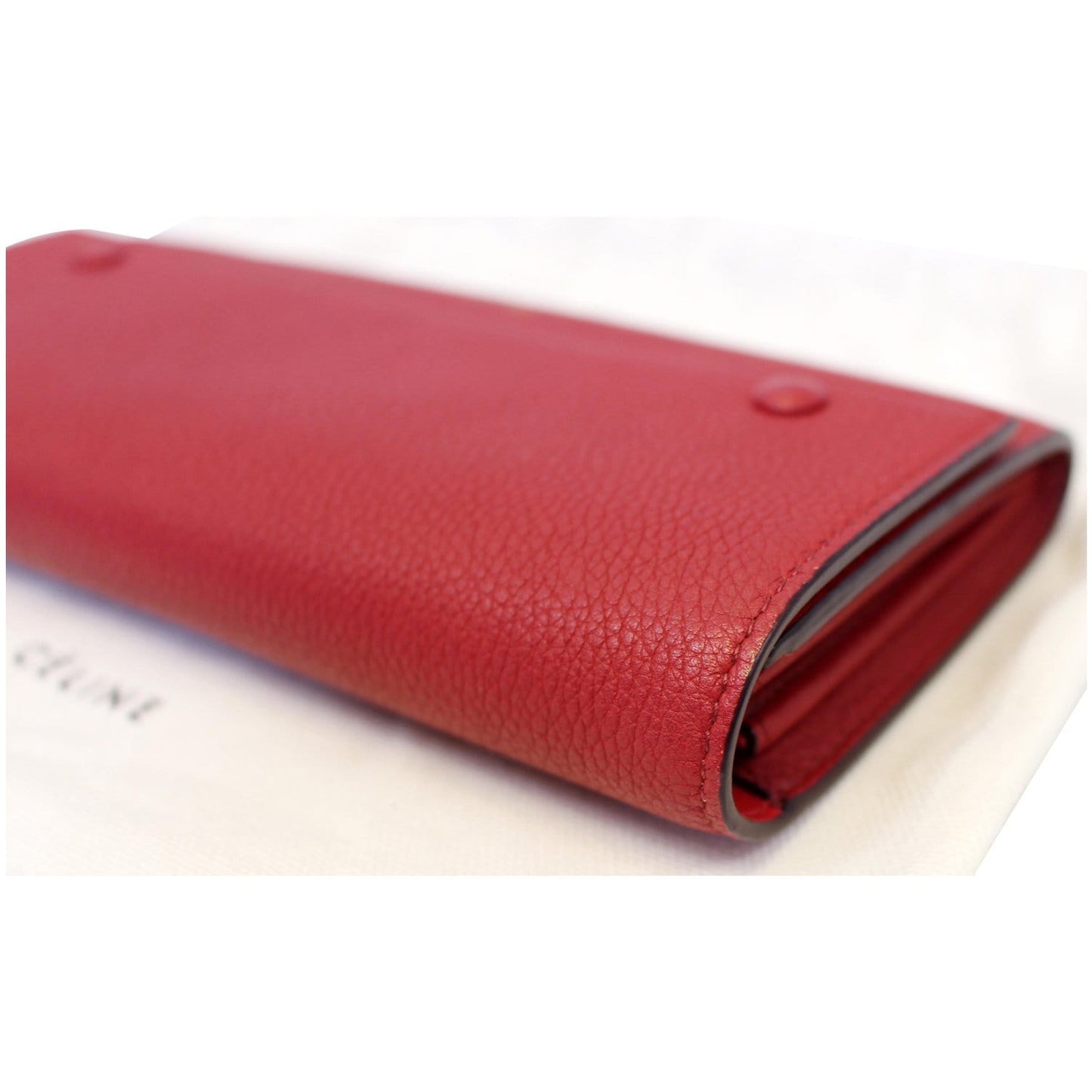 CELINE Large Flap Multifunction Leather Wallet Red