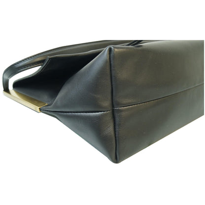 CELINE Flap Clasp Smooth Calfskin Shoulder Bag Black