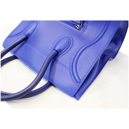 CELINE Phantom Luggage Medium Leather Tote Bag Blue