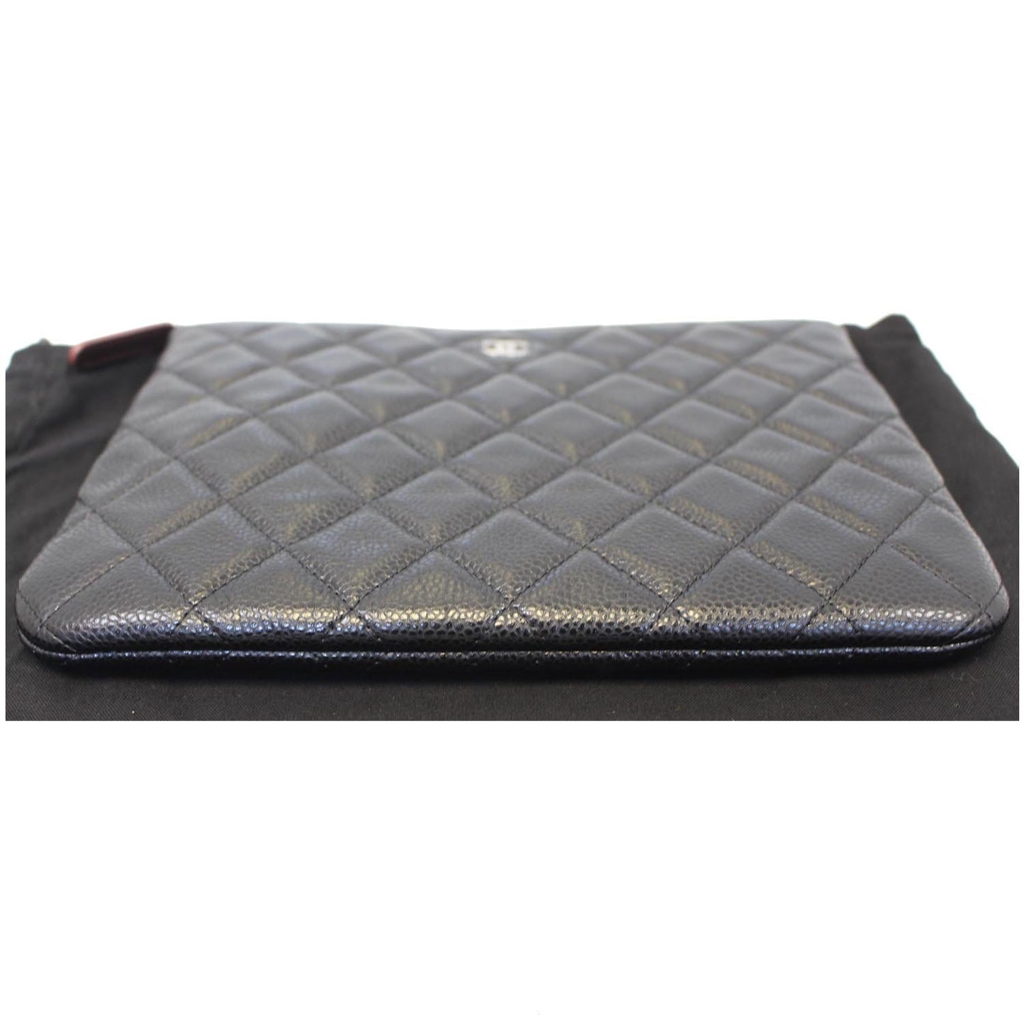 CHANEL Caviar Leather Large O-Case Zip Pouch Black