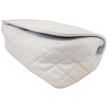 CHANEL Caviar Timeless CC Flap Shoulder Bag White