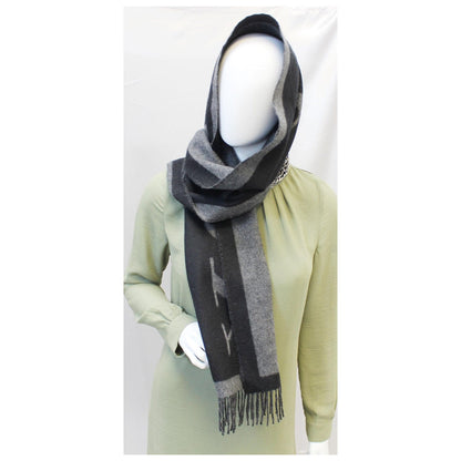 Burberry Logo Text Cashmere Scarf  Black/Grey