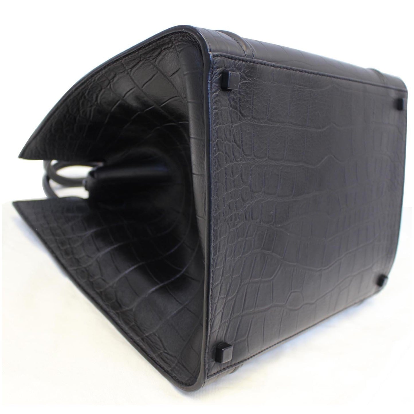 CELINE Croc Stamped Embossed Leather Medium Phantom Luggage Tote Bag