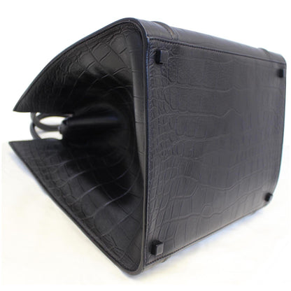 CELINE Croc Stamped Embossed Leather Medium Phantom Luggage Tote Bag