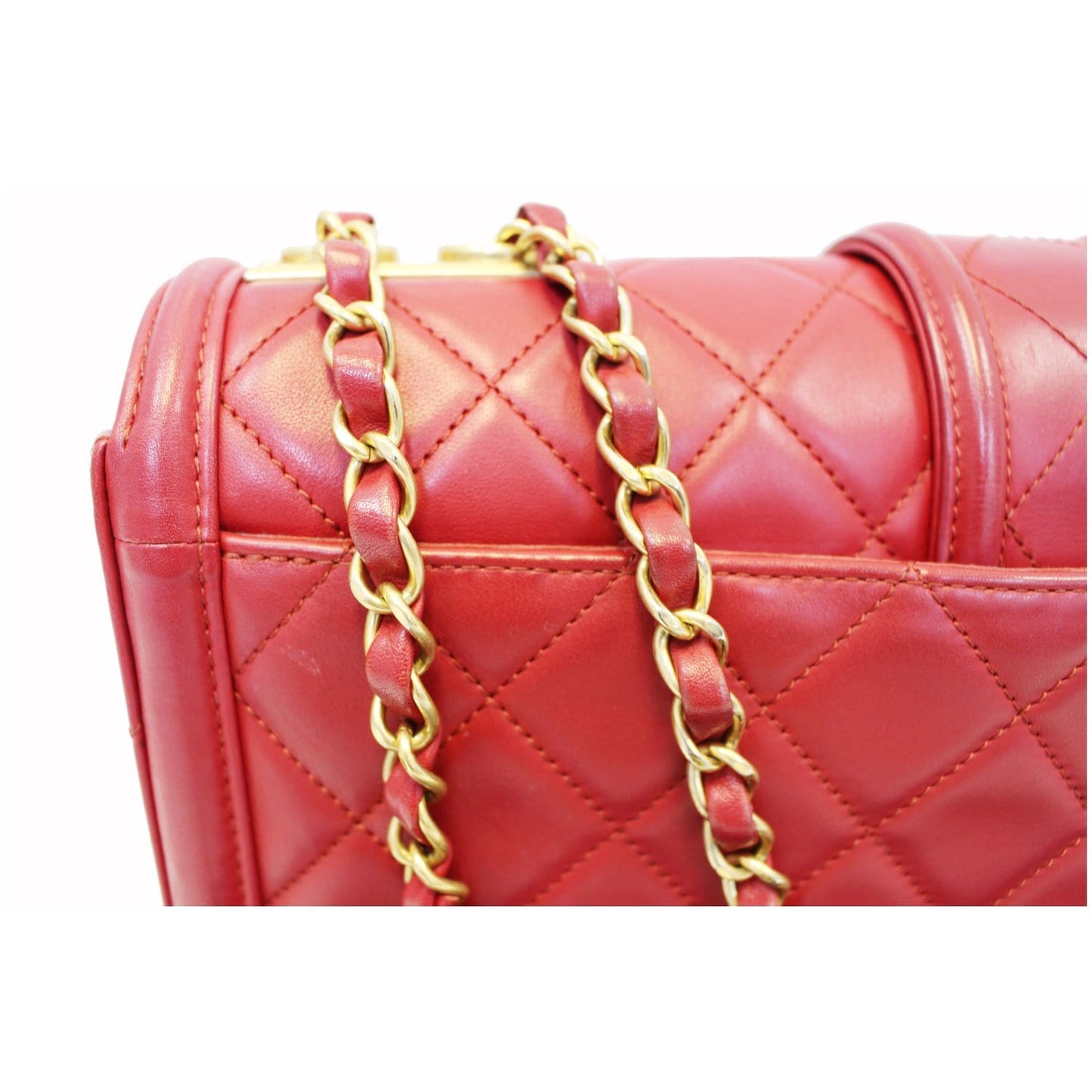 CHANEL Large Elegant CC Flap Calfskin Leather Shoulder Bag Red