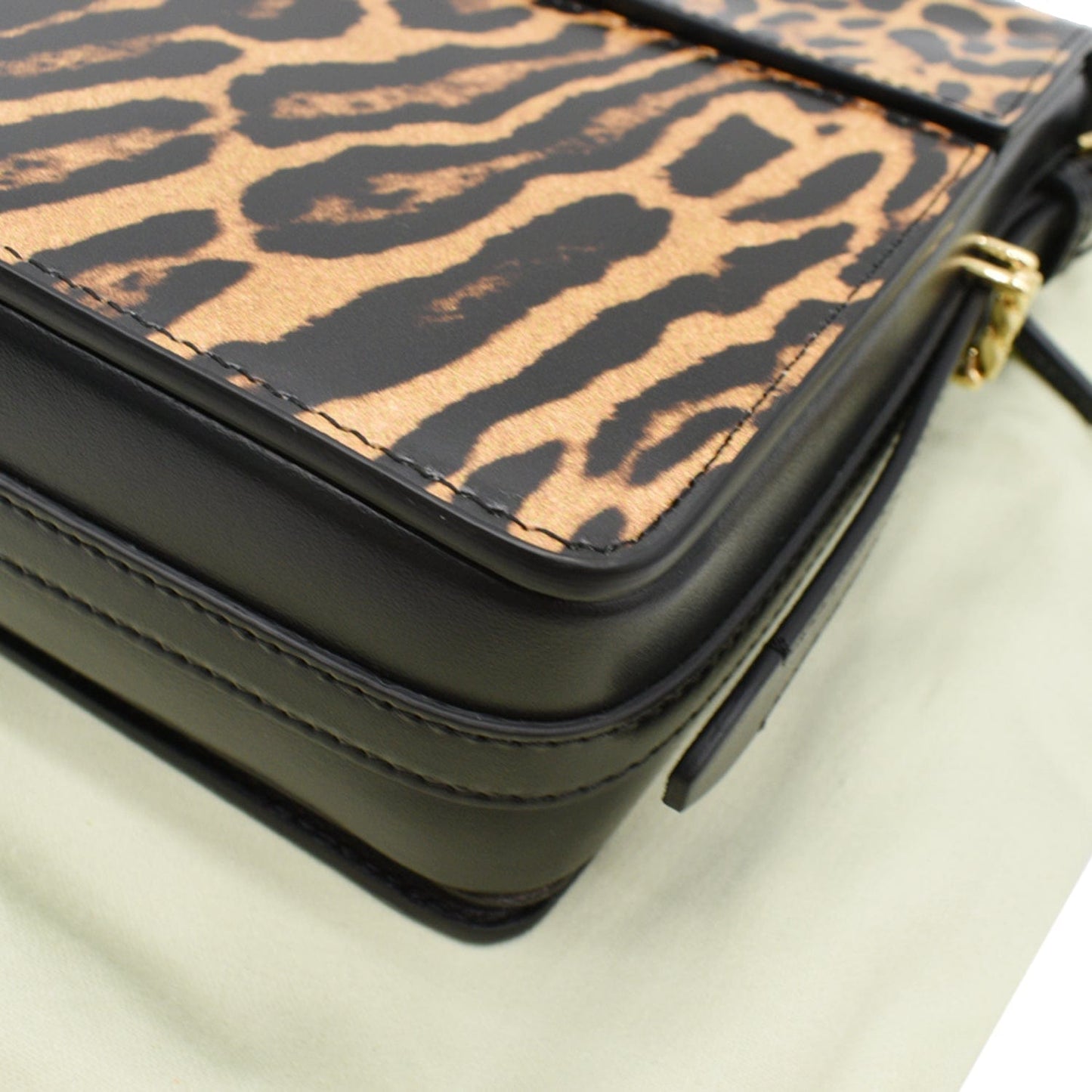 BURBERRY Grace Large Leopard Print Leather Shoulder Bag Multicolor