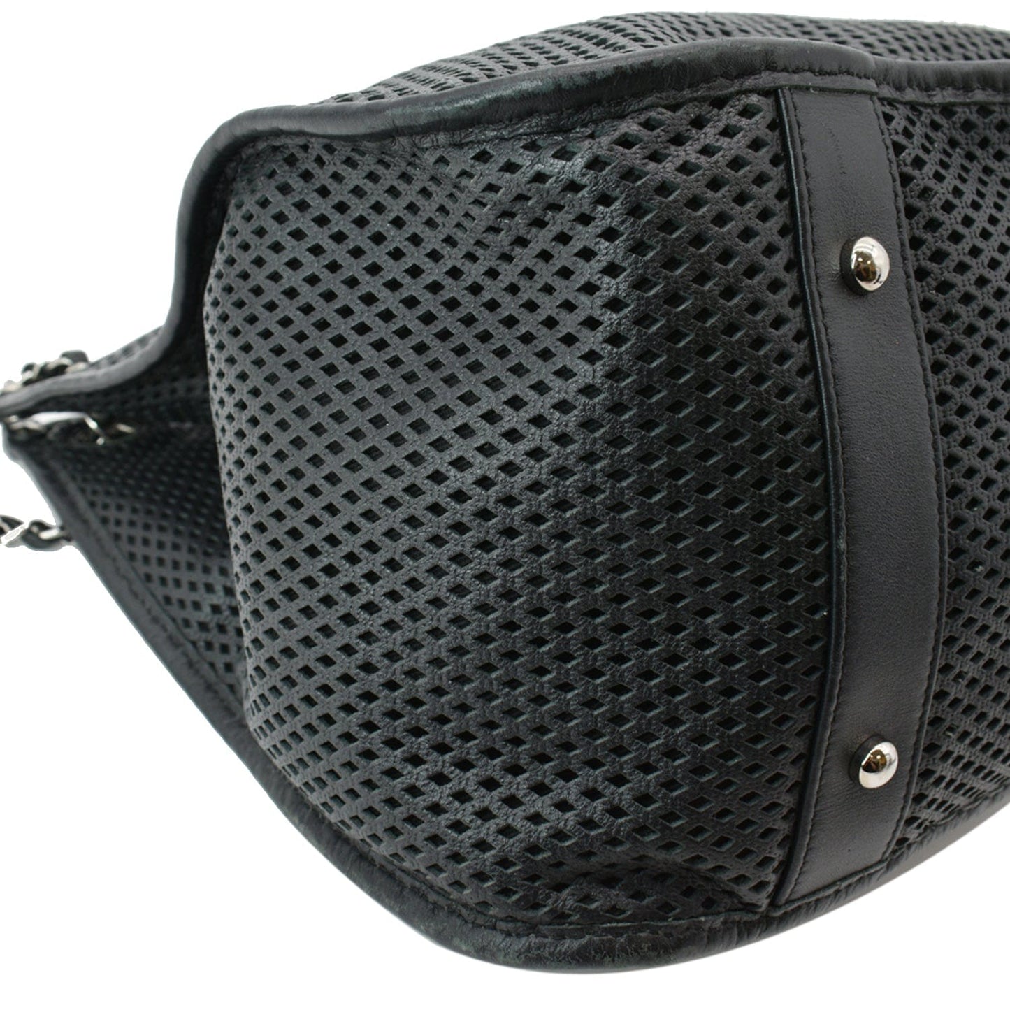 CHANEL Perforated Up In The Air Calfskin Tote Bag Black