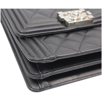 CHANEL North South Boy Lambskin Leather Crossbody Bag Black